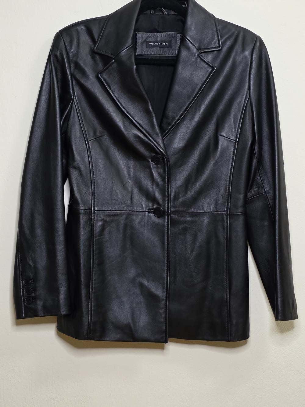 Valerie Stevens Black Leather Blazer